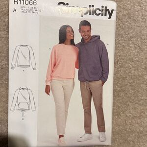 Simplicity Unisex sweatshirt sewing pattern